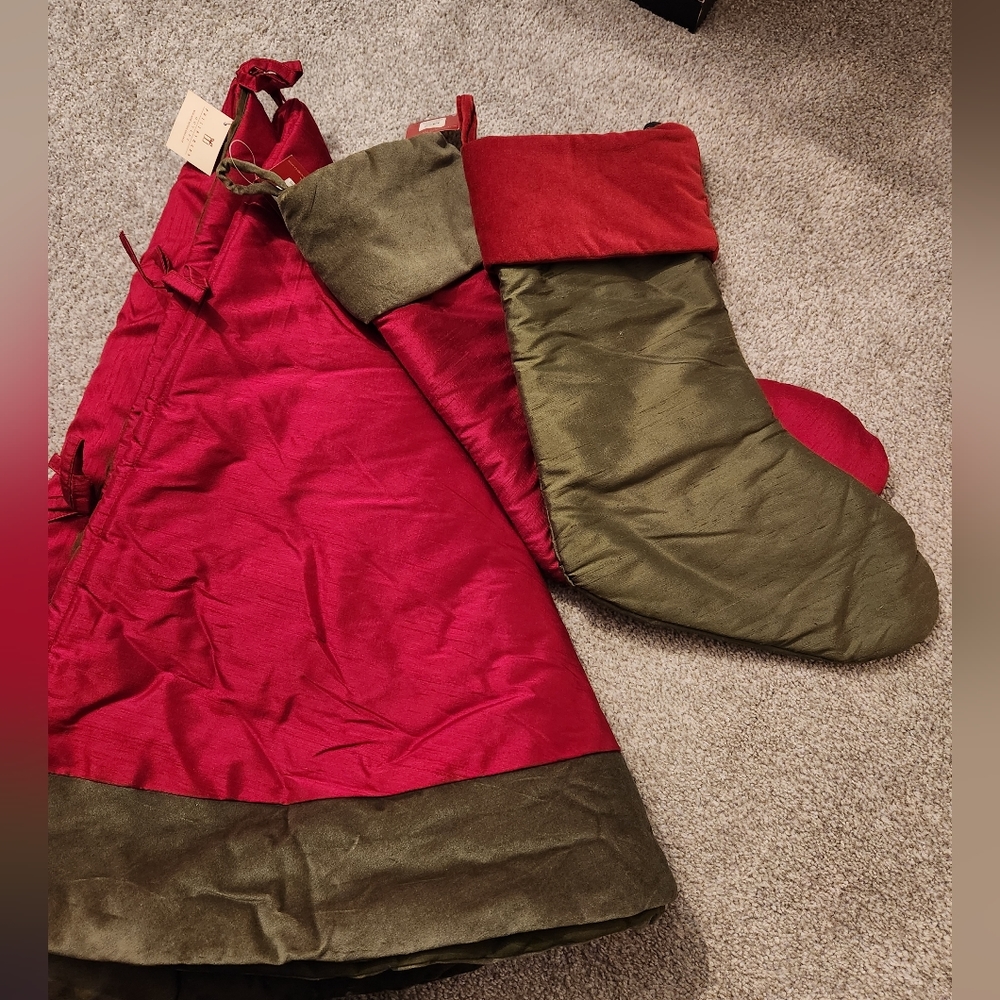 Potterybarn Tree skirt and Stocking Set